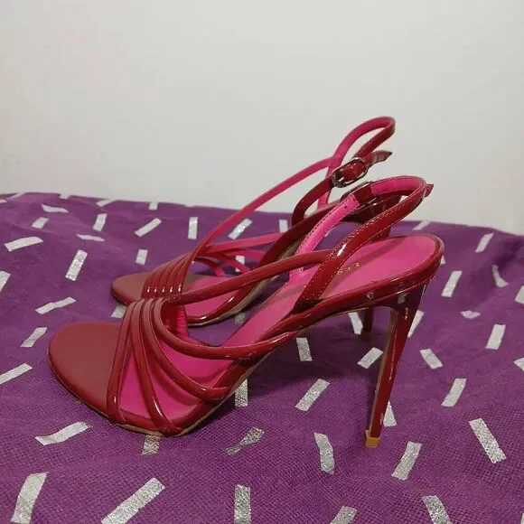 Le silla womens size 38 us 6.5 maroon slingback pump stiletto sandals Italian - Picture 2 of 8